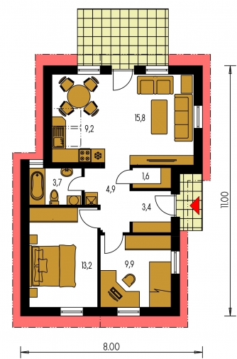 Grundriss des Erdgeschosses - BUNGALOW 10
